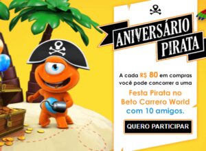 Promoção aniversário pirata PBKids Betto Carrero World