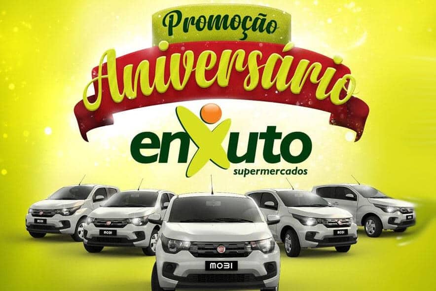 Concorra a 5 carros na promoção de aniversário Enxuto Supermercados