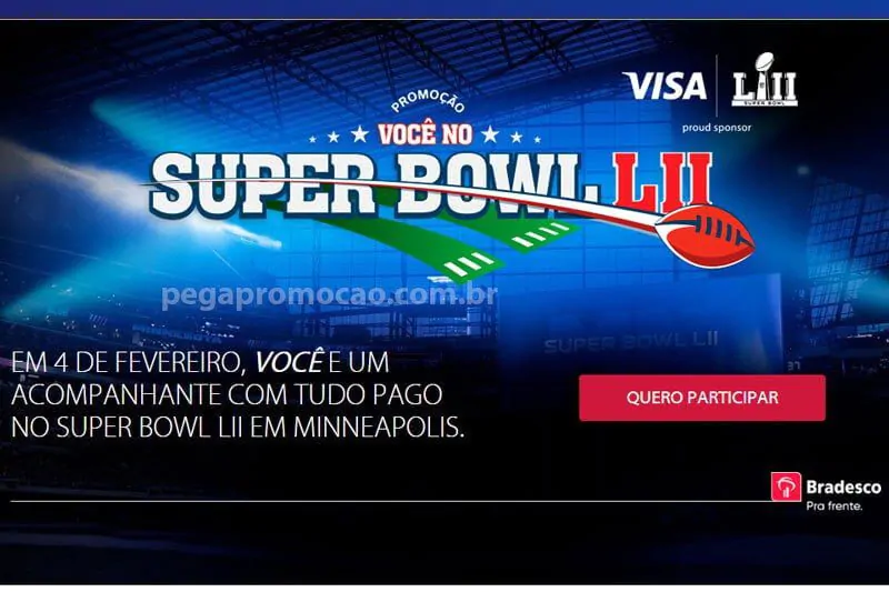 Promoção Cartão Bradesco Visa você no Super Bowl 2018