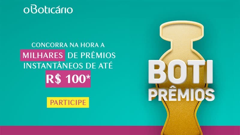 Promoção Boti Prêmios: Ganhe prêmios instantâneos de até R$ 100