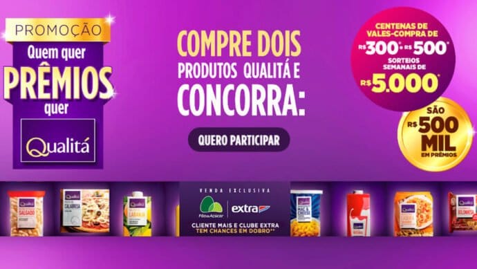 Promoção Qualitá Extra Pão de Açucar: 500 mil em prêmios