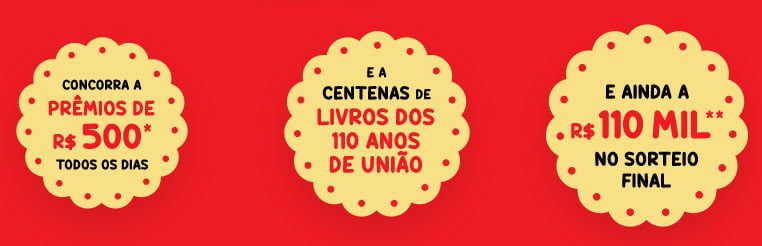 Participe da promoção União 2021 e concorra a centenas de livros, prêmios de 500 reais e participe do sorteio final de 100 mil em barras de ouro.