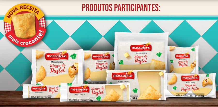 Participam da Promoção Massa Leve 2021 toda a linha de massa de pastel Massa Leve