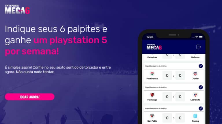 Promoção TNT Sports Mega 6 | Playstation 5 e Smartphone toda semana