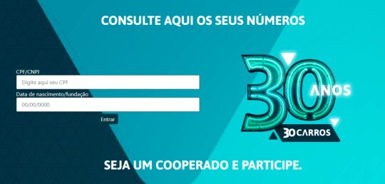 números da sorte Promoção Sicoob Unicentro 30 anos 30 carros