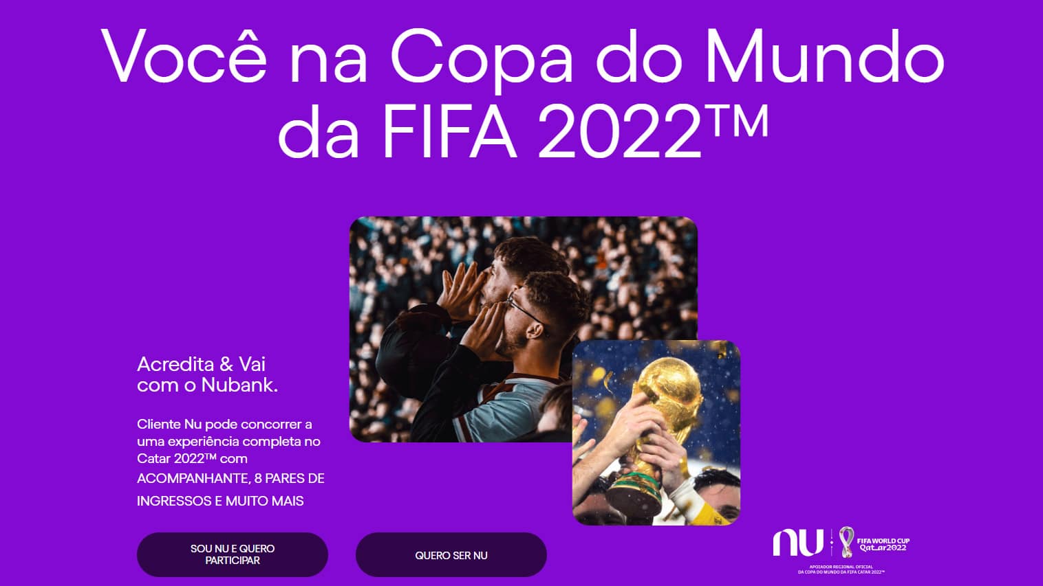 Promoção Nubank Copa do Mundo 2022 - Sorteio de 5 viagens