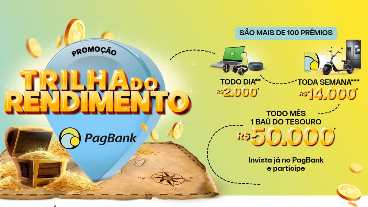 Promoção PagBank na Trilha do Rendimento: Prêmios mensais de 50 mil