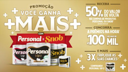 Participe da Promoção "Você Ganha Mais com Personal e Snob" e aproveite o cachback