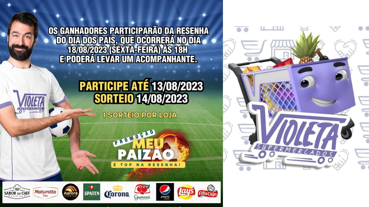 Promoção Dia dos Pais Supermercado Violeta 2023: Você com os maiores ídolos do futebol