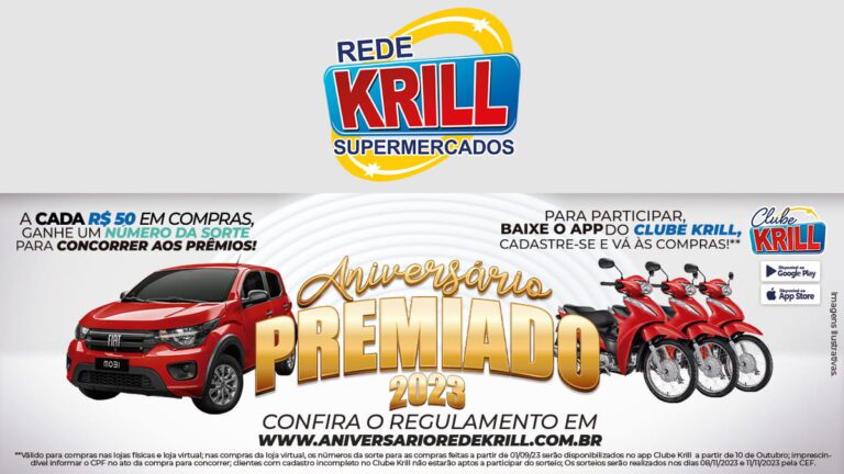 Promoção Aniversário Rede Krill Supermercados 2023