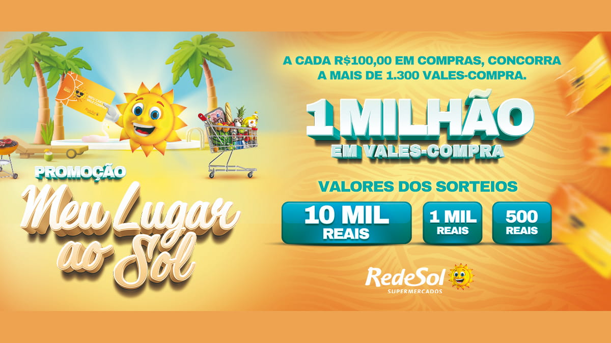 Promoção Rede Sol Supermercados 2023 Meu Lugar ao Sol 1 Milhão em Prêmios