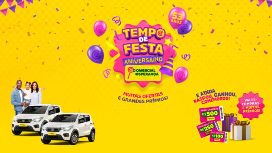 Promoção Comercial Esperança 2023 Tempo de Festa com Carros e Dinheiro