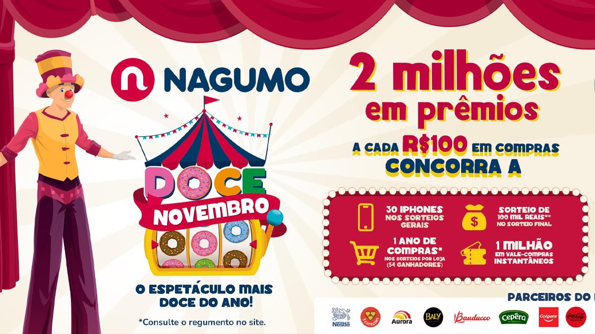 Promoção Supermercados Nagumo 2023 Doce Novembro: Ganhe R$100 Mil, iPhone, Compras Grátis e Mais