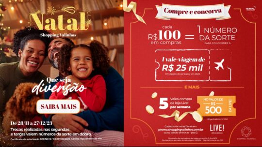 Promoção Natal Shopping Valinhos 2023: Sua Chance de Ganhar uma Viagem e R$500!
