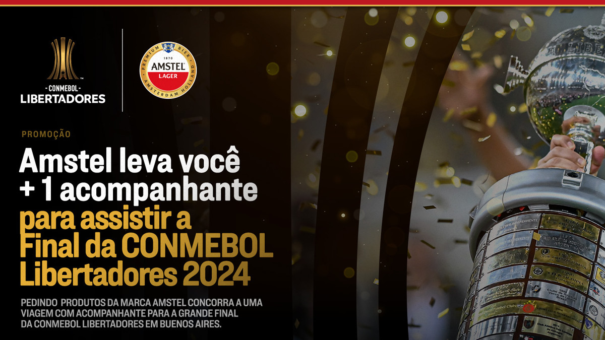 Não perca a chance de ganhar uma viagem para a final da Libertadores com a Amstel! Compre qualquer produto Amstel no Madero, cadastre seus cupons fiscais e concorra.