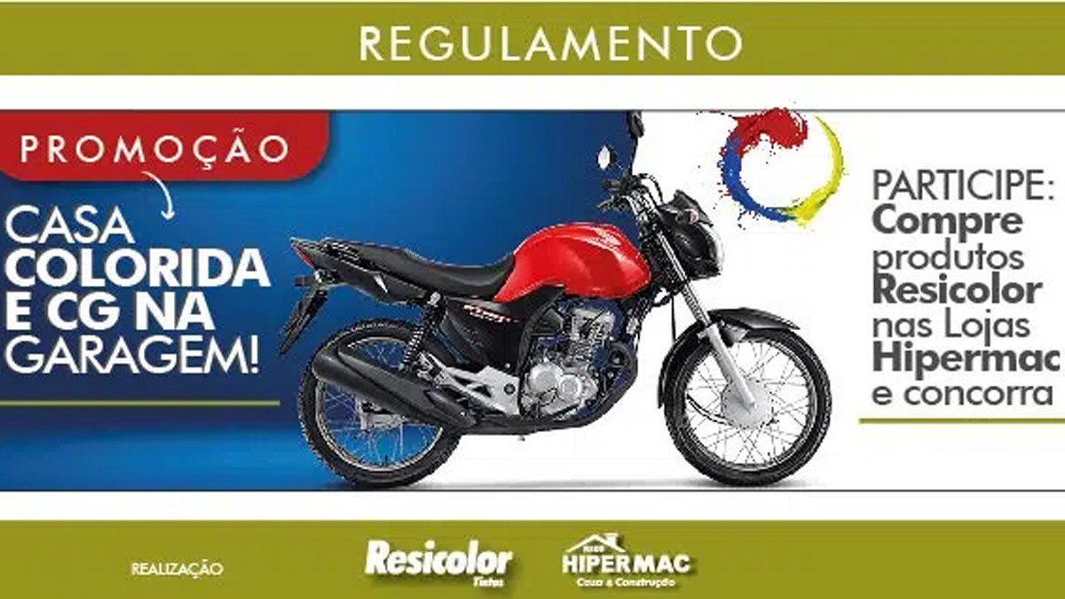 Promoção Hipermac e Resicolor Cores da Sorte com Moto 0km