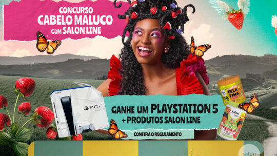 Solte a criatividade no Concurso Salon Line Cabelo Maluco! Faça um penteado maluco, grave o passo a passo usando produtos Salon Line, poste nas redes sociais e concorra a um PlayStation 5 e um kit de produtos.