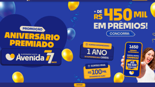 Promoção Supermercado Avenida 77 Anos: Sorteio de R$100.000