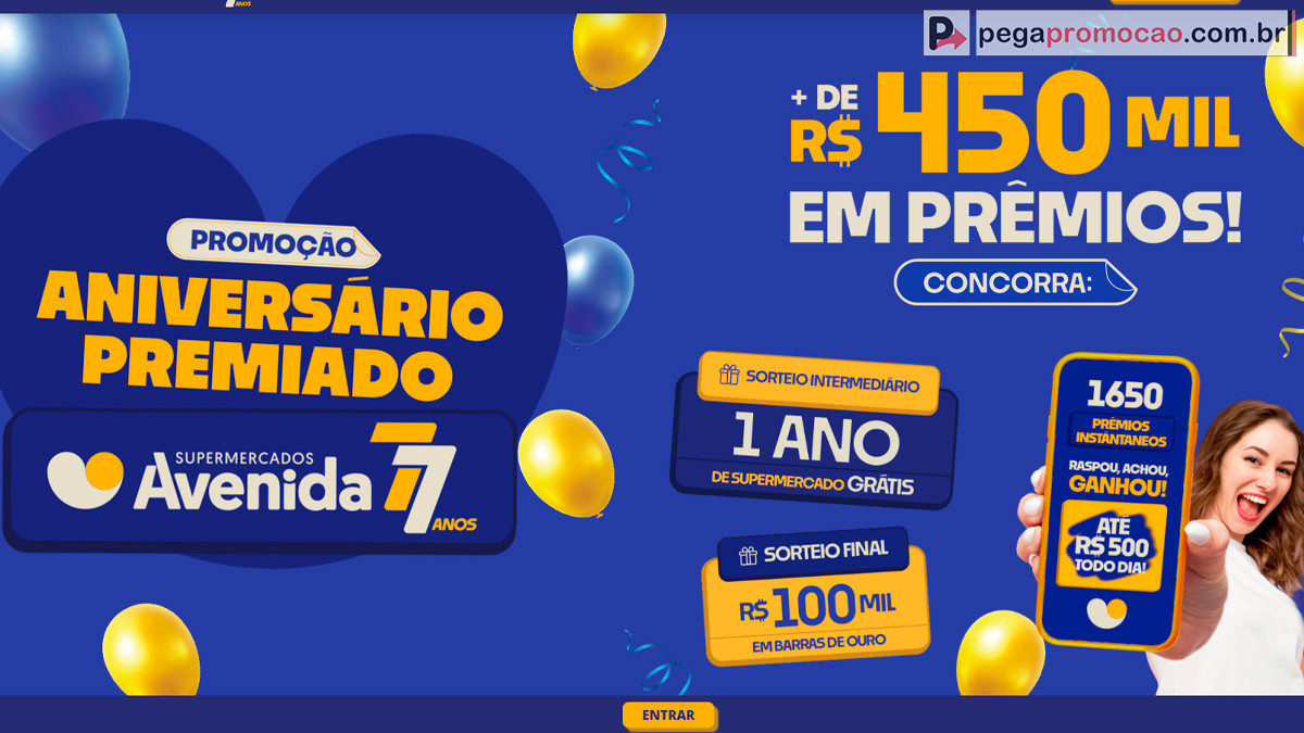 Promoção Supermercado Avenida 77 Anos: Sorteio de R$100.000