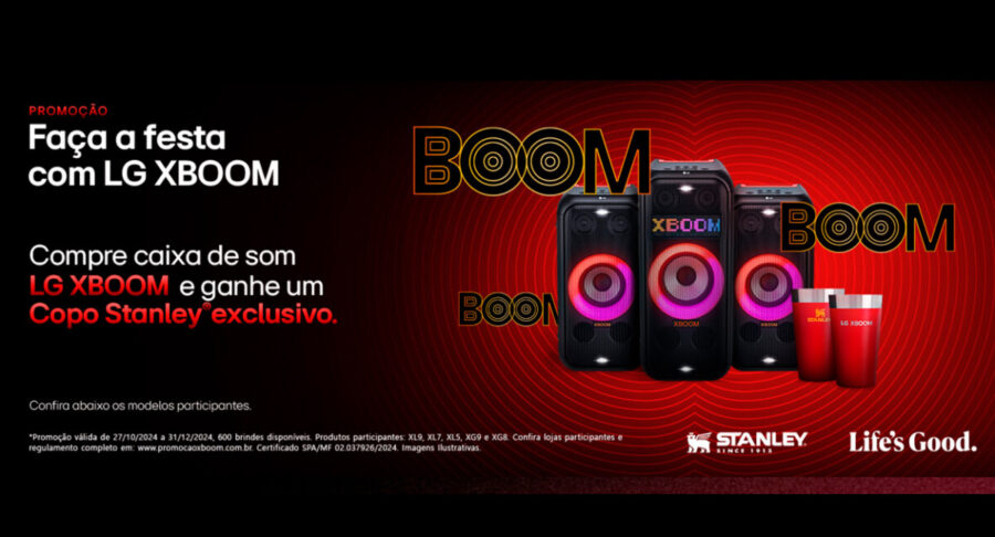 Promoção LG Boom Boom Pow: Ganhe um Copo Stanley na Compra de uma Soundbar