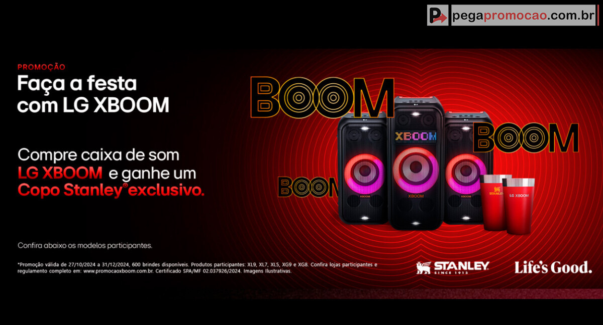 Promoção LG Boom Boom Pow: Ganhe um Copo Stanley na Compra de uma Soundbar