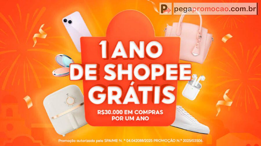 Promoção Shopee 1 Ano de Compras Grátis