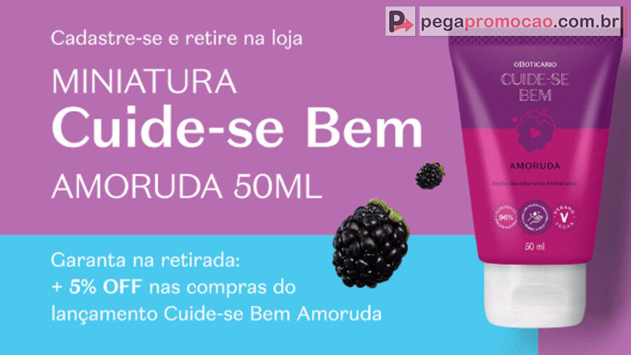 Banner da Promoção O Boticário 2025 Amostra Grátis Cuide-se Bem Amoruda