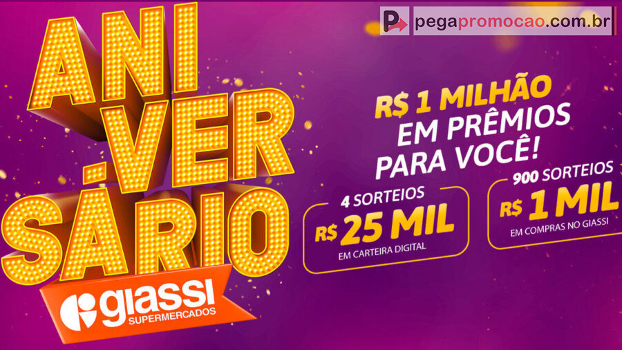 Banner da Promoção Aniversário Giassi Supermercados