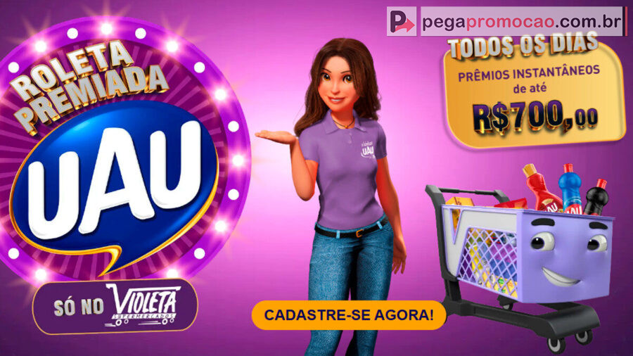 Banner da Promoção Roleta Premiada UOU No Violeta Supermercados
