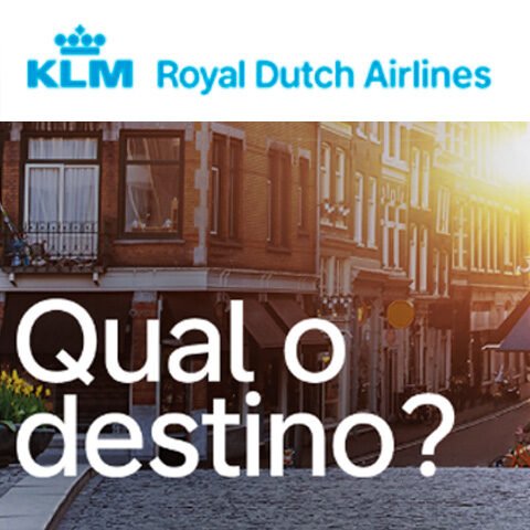 Banner quadrado da Promoção KLM 2025 Qual o Destino