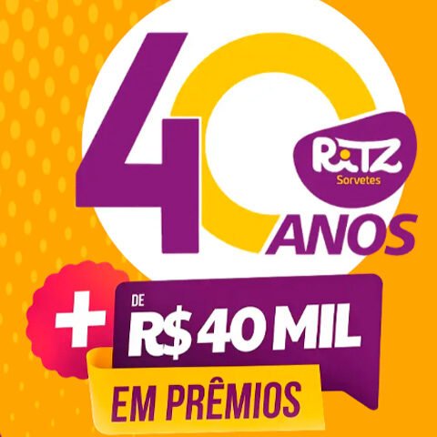 Banner quadrado da Promoção Ritz Sorvetes Aniversário de 40 Anos