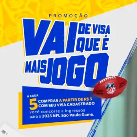 Banner quadrado da Promoção Vai de Visa que é Mais Jogo NFL