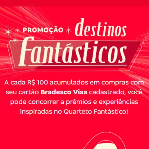 Banner quadrado da Promoção Visa Bradesco Destinos Fantásticos
