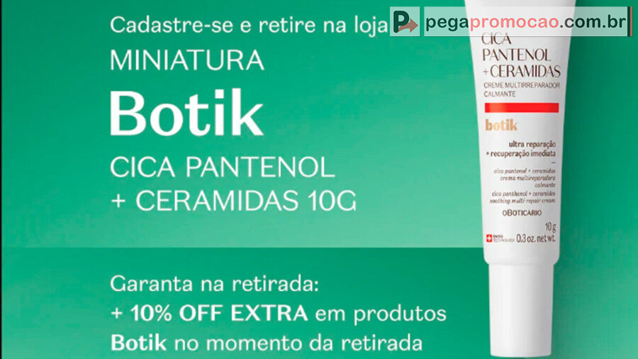 Banner da Amostra Grátis O Boticário 2025 Creme Botik Facial