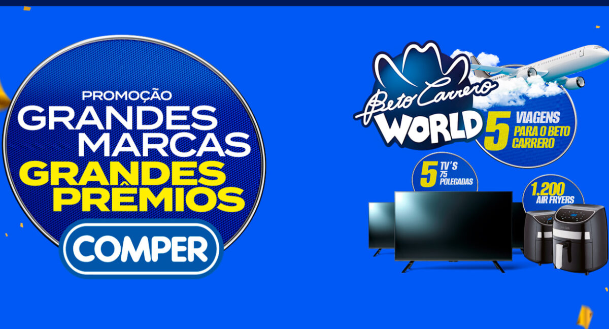 Banner da Promoção Comper 2025 Grandes Marcas, Grandes Prêmios