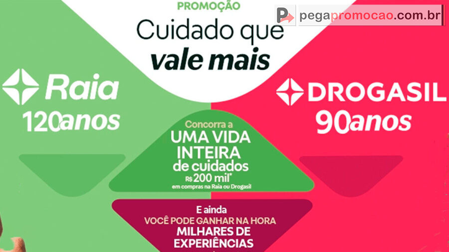 Banner da Promoção Raia Drogasil Cuidado que Vale Mais