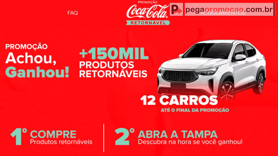 Banner da Promoção Coca-Cola Achou Ganhou Carro e 150 Mil Prêmios