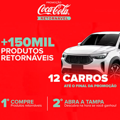 Banner quadrado da Promoção Coca-Cola Achou Ganhou Carro e 150 Mil Prêmios