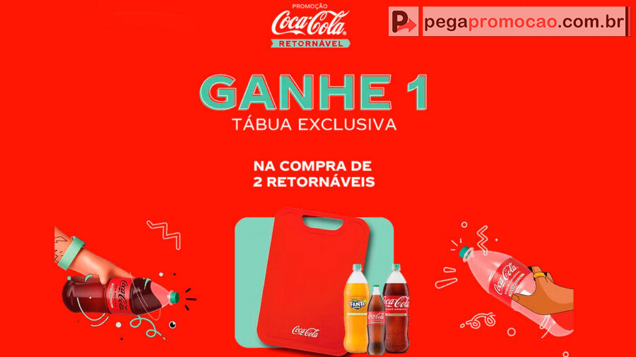 Banner da Promoção Coca-Cola 2025 Compre e Ganhe uma Tábua