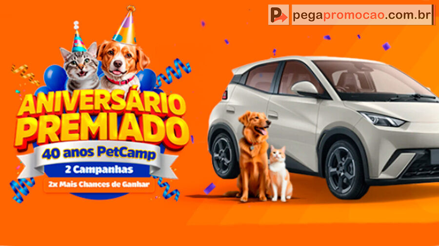 Banner da Promoção 40 Anos PetCamp Aniversário Premiado