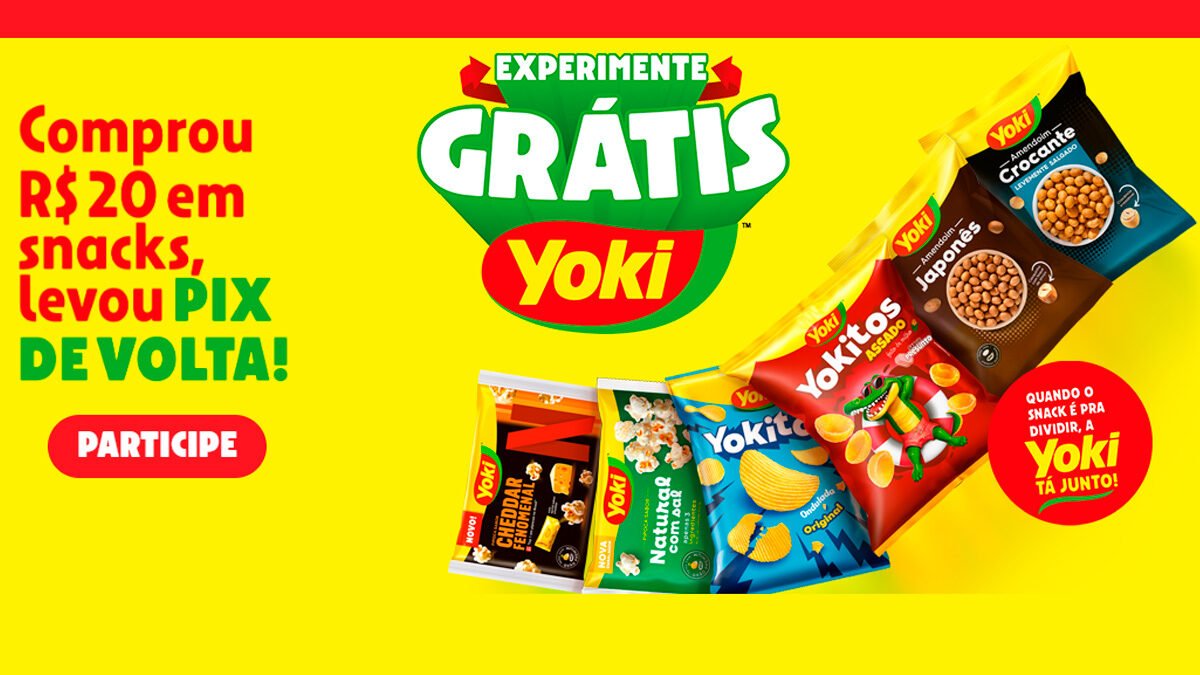 Banner da Promoção Yoki Experimente Grátis: Cashback de até R$60