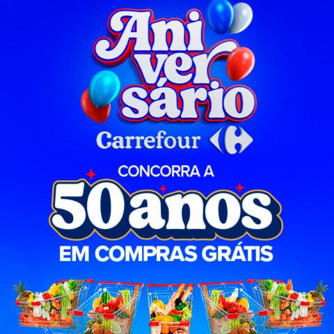 Banner quadrado da Promoção Aniversário Carrefour 50 Anos