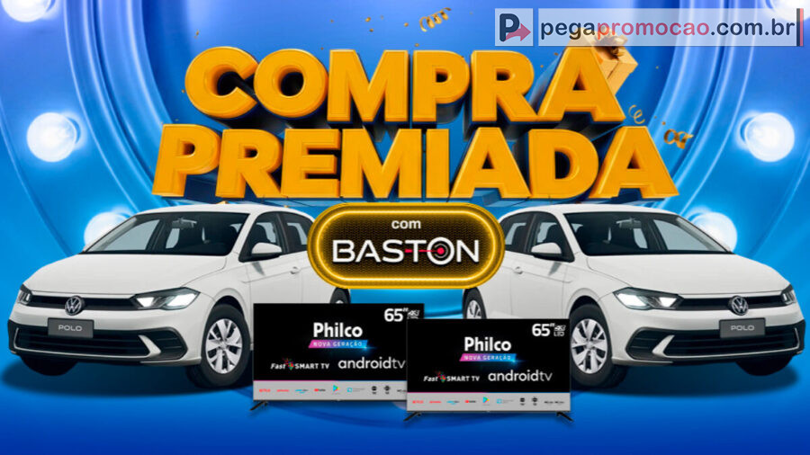 Banner da Promoção Baston Compra Premiada 2025: Concorra a um Carro Polo 0km e TVs