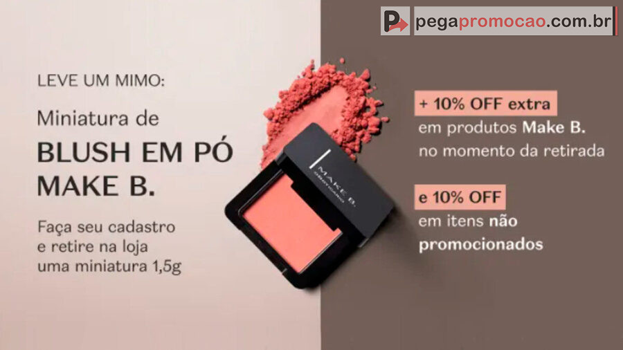 Banner da Promoção Boticário 2025: Experimente Grátis Blush Make B!