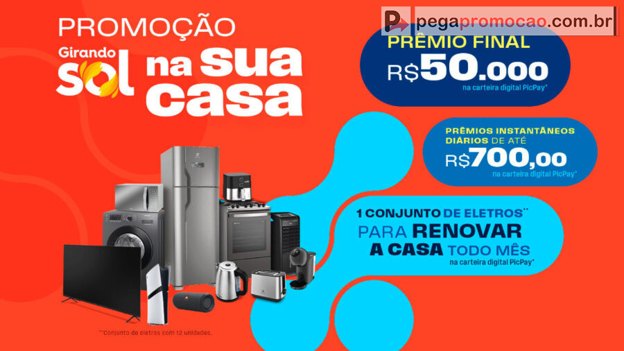 Banner da Promoção Girando Sol na Sua Casa 2025: Concorra a R$ 50.000 e Eletrodomésticos