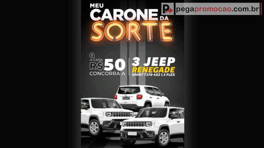 Banner da Promoção Meu Carone da Sorte 2025: Concorra a 3 Jeep Renegade 0km