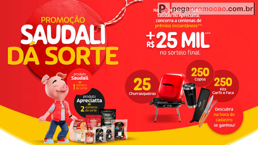 Banner da Promoção Saudali Dá Sorte