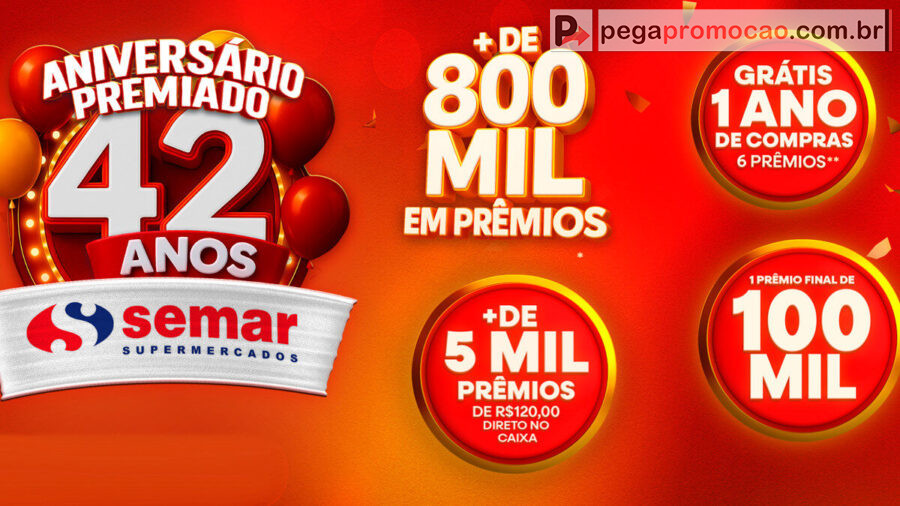 Banner da Promoção Aniversário Semar Supermercados