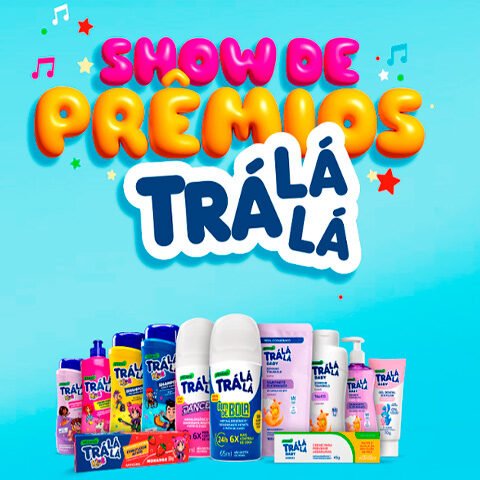 Banner quadrado da Promoção Trá Lá Lá Show de Prêmios