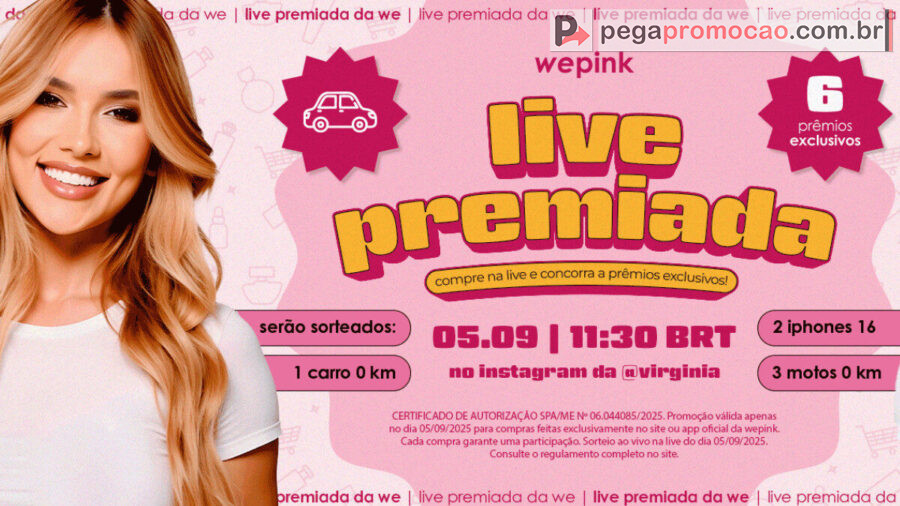 Banner da Promoção Wepink 2025: Setembro Premiado com Carros 0 km!